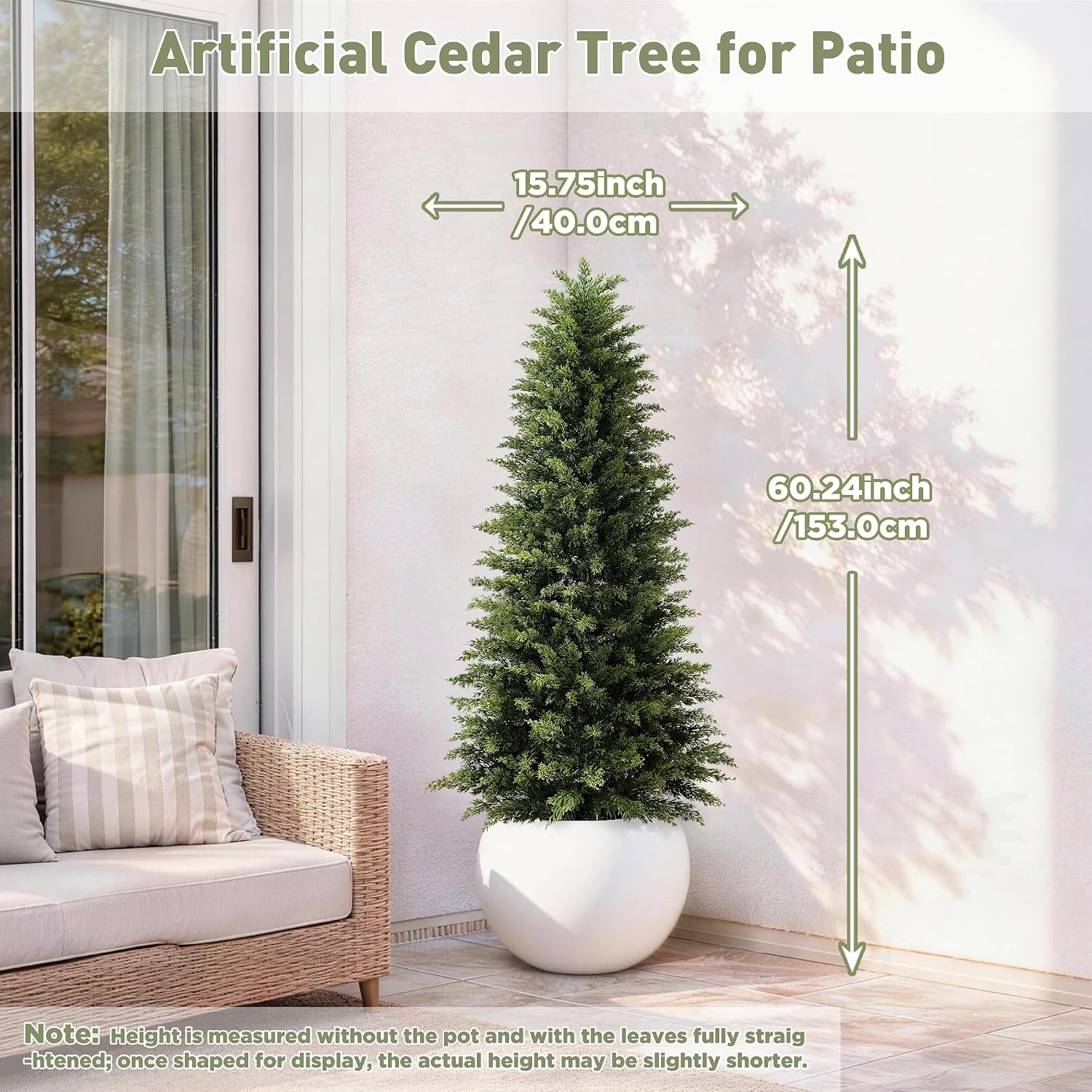 2 Pack 5ft Artificial Cedar Trees Outdoors UV Resistant Potted Faux Cedar