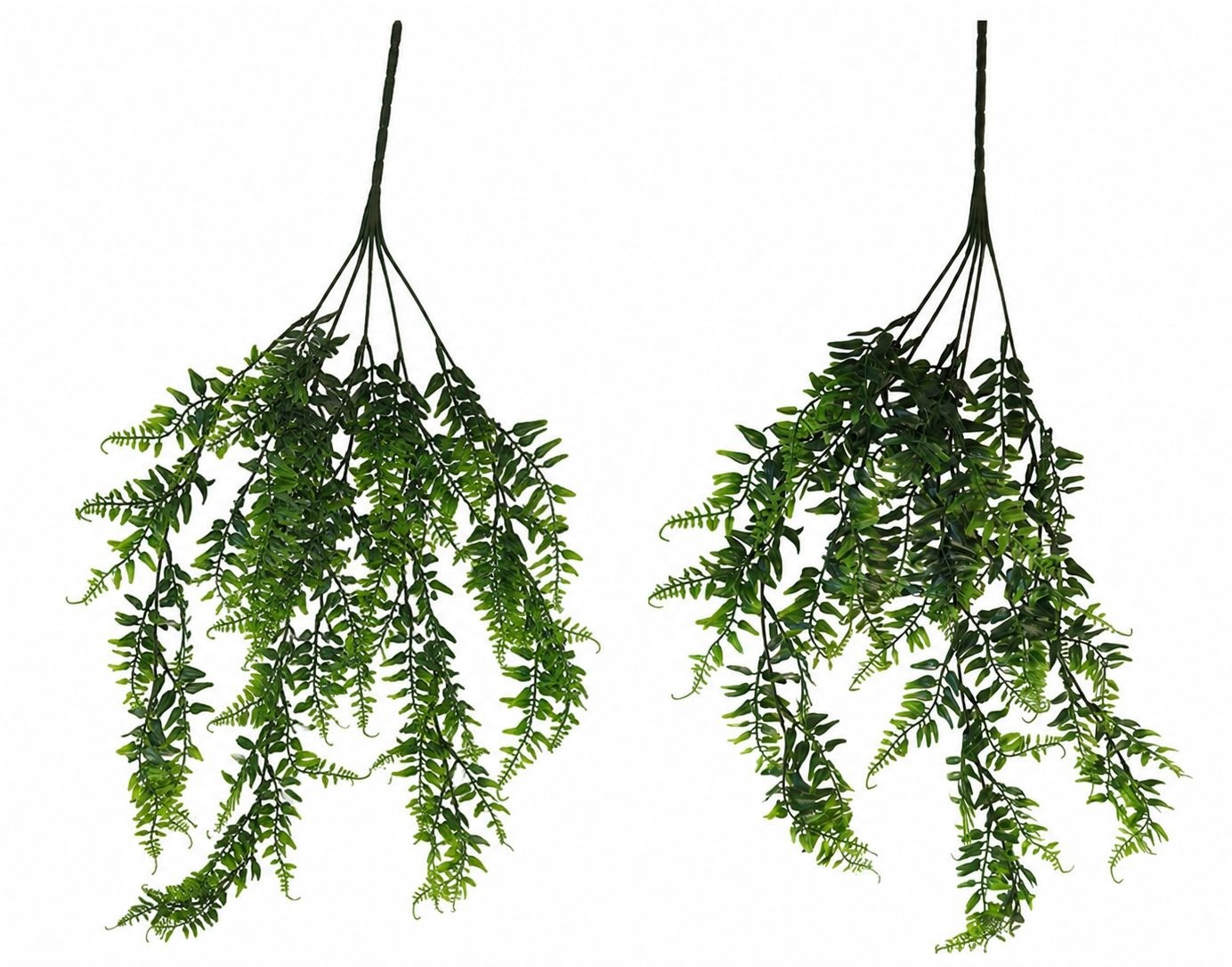 Artificial Hanging Fern Greenery Set of 2 Faux Trailing Fern Bushes Hanging Gree