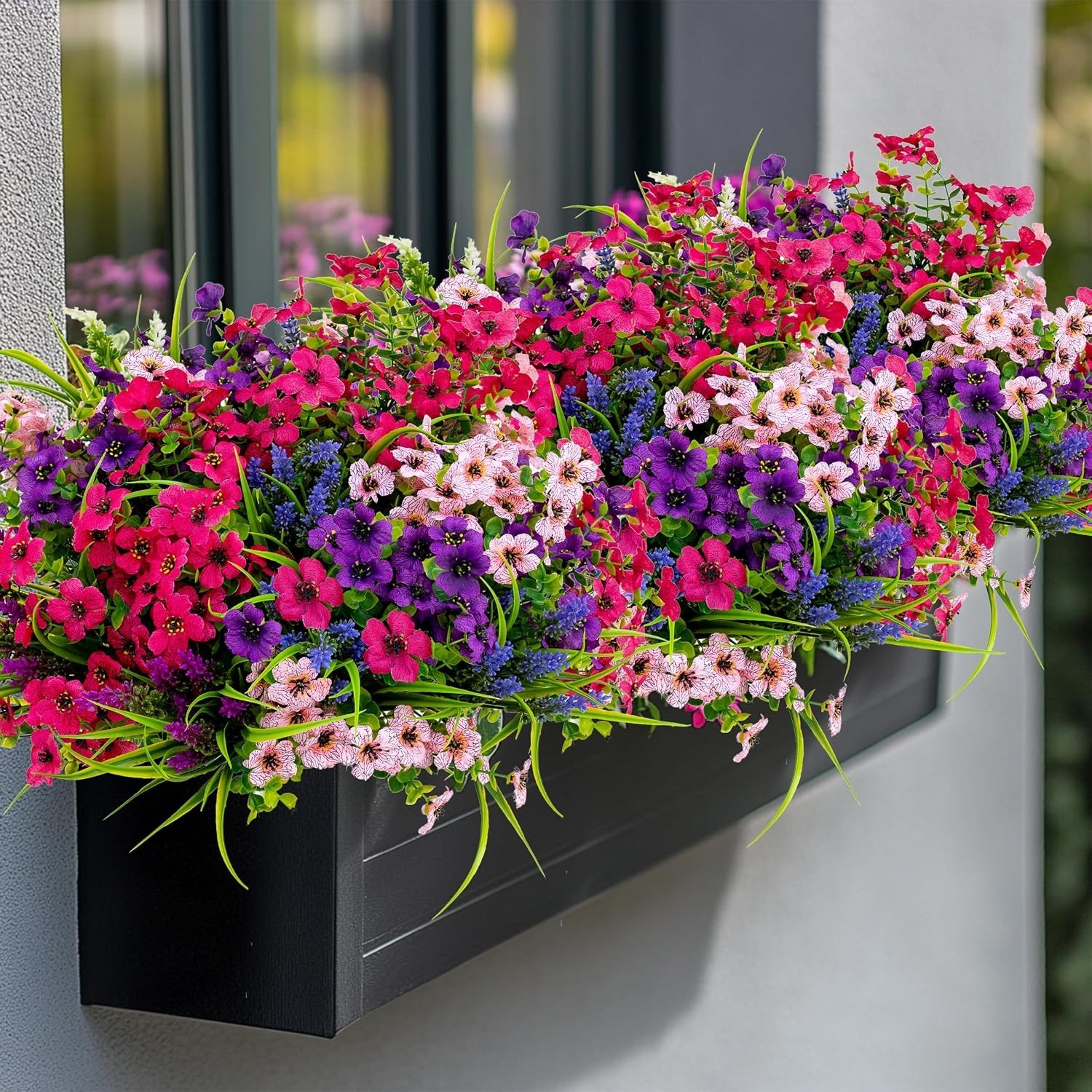 Vibrant UV Protected Faux Flowers – 16 Bundles for Elegant Outdoor Spaces