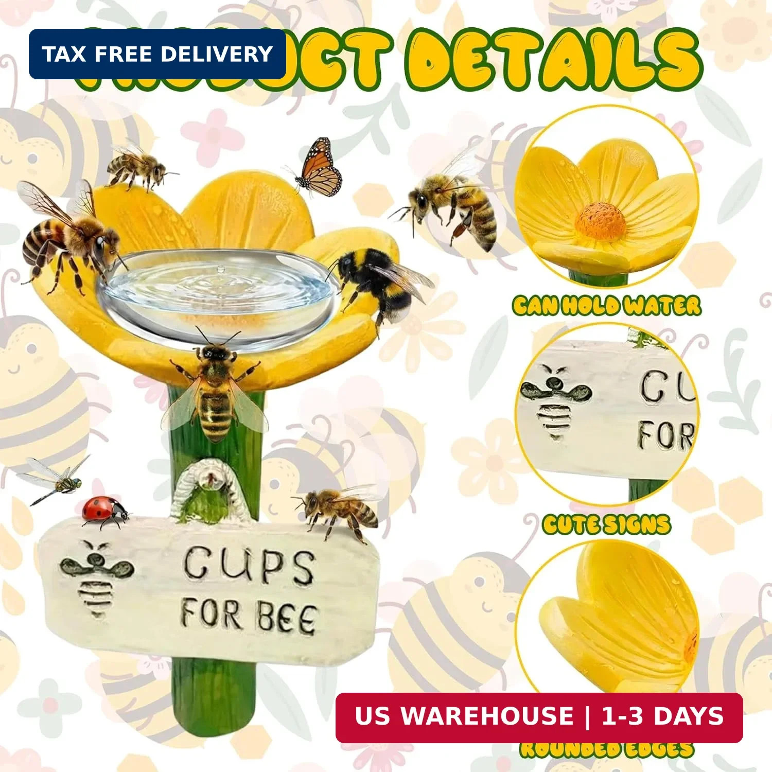 Bee Watering Station for Garden, Bees Bath, Flower-Shaped BeeWatering Stations,