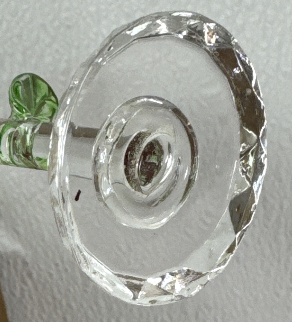 6” Valentines Day Painted Glass Rose Flower – Clear Base – New In Box ❤️ Love
