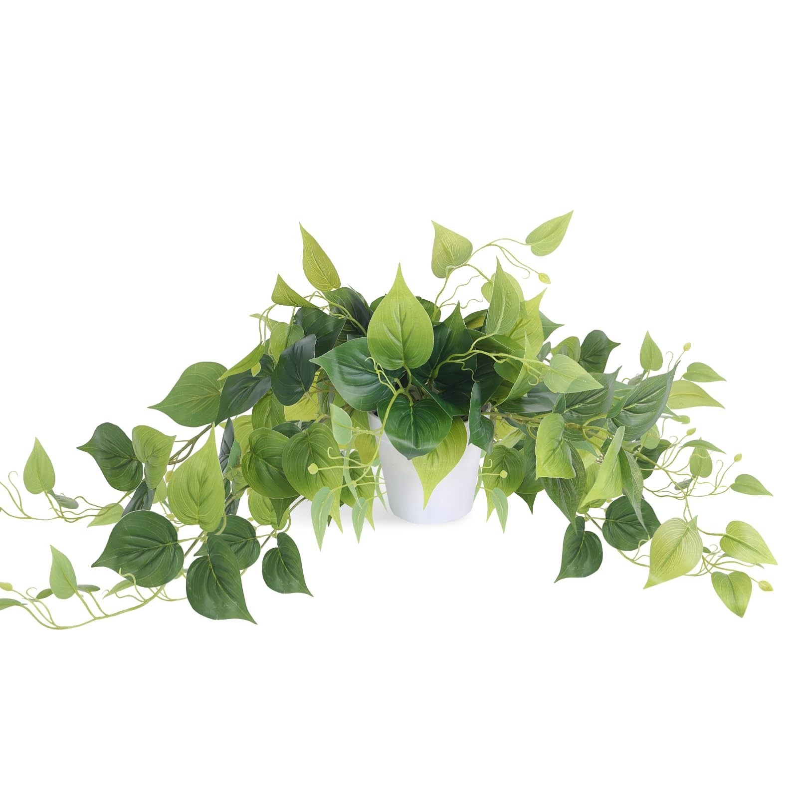 Realistic Artificial Pothos Plant in Pot – Perfect Faux Greenery for Desk, Shelf