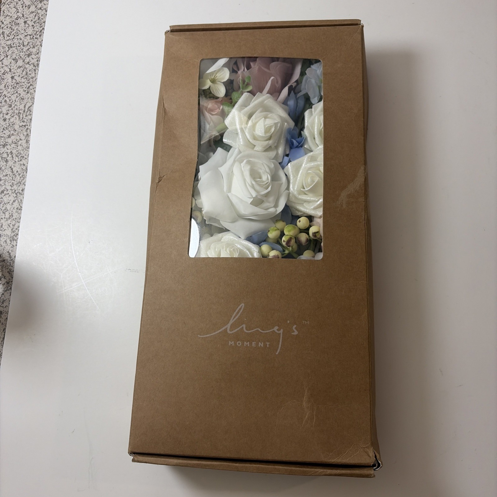 Ling’s moment Fake Flowers Box, Faux Artificial Greenery Stems Foam Roses Poppy