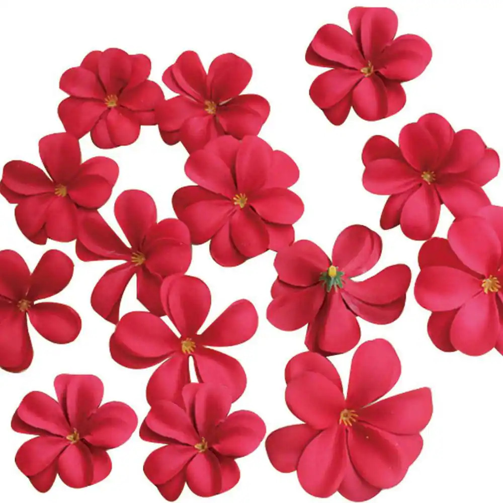 3.23 in Artificial Red Plumeria Rubra Flower Heads Silk Indoor Outdoor Decorativ