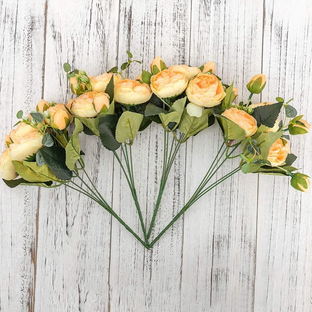 5 Head Persian Peony Silk Flowers Wedding Home Decor Fake Roses Bouquet