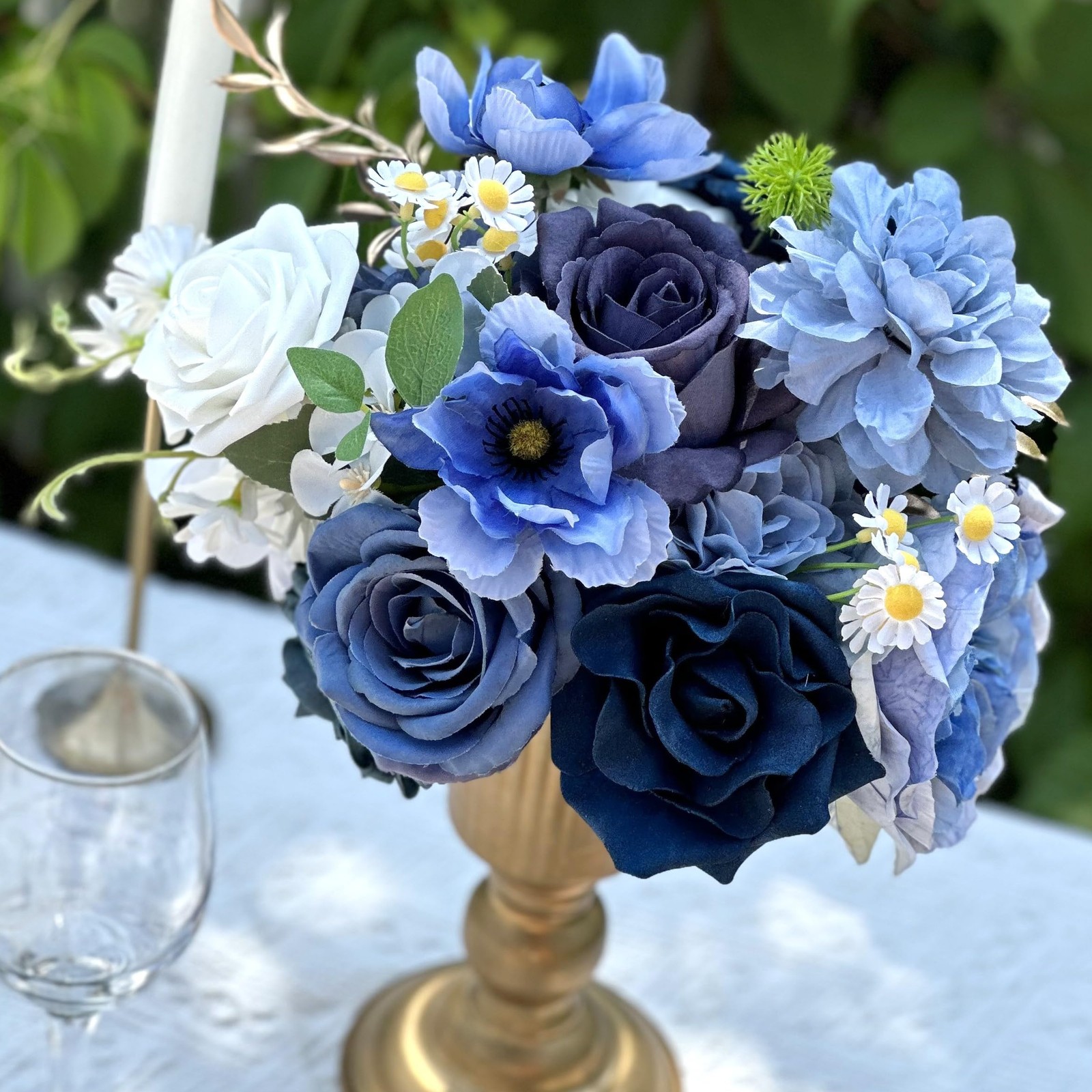 Dusty Blue Roses Silk Artificial Flowers Combo for DIY Bouquet Centerpieces F…