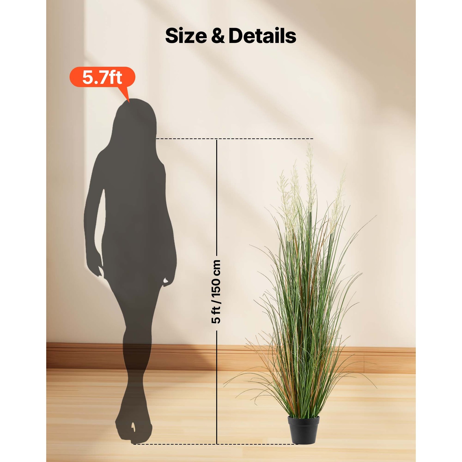 Uimoso Artificial Grass Arrangement 59-Inch Reed Flower Grass in Pot, Set of 2
