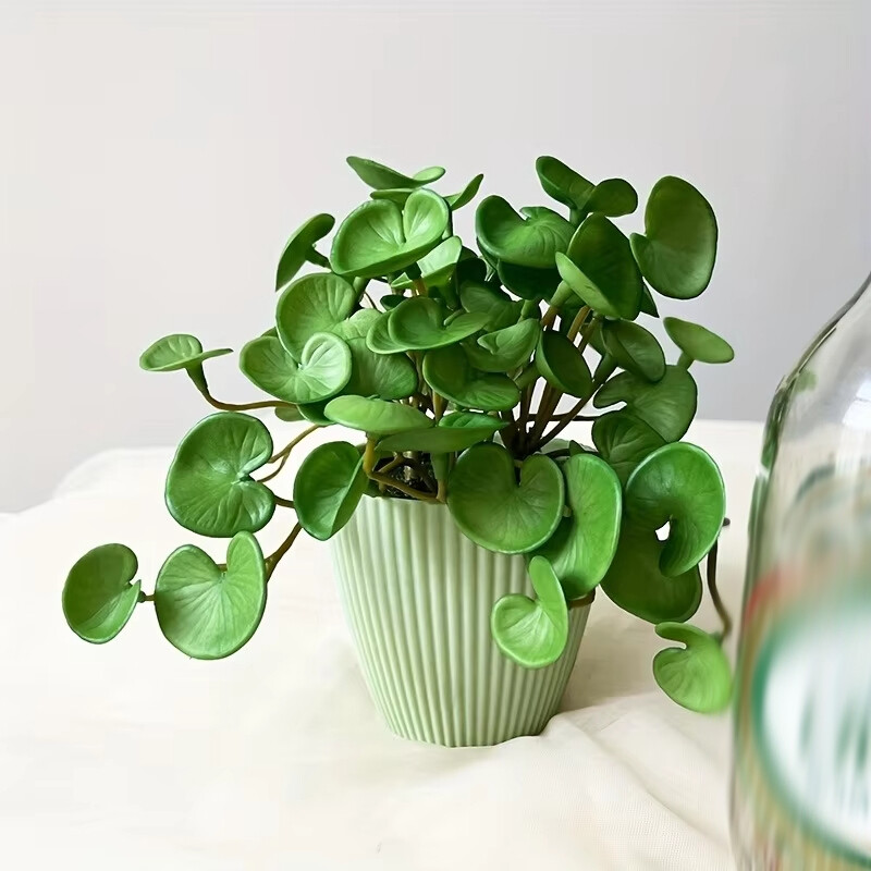 1PC Artificial Plant Mini Bouquet Copper Coin Grass Soft Glue False Green Plants