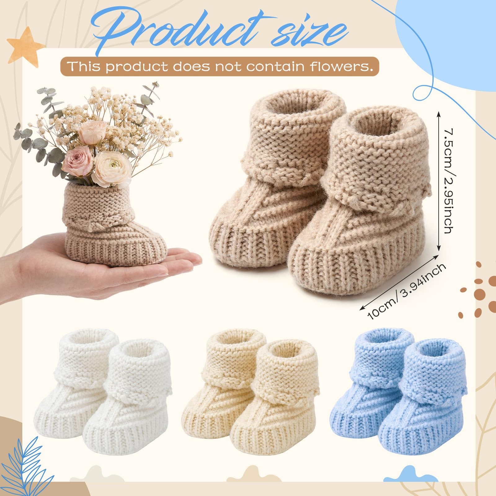 Knitted Baby Shower Booties Centerpiece for Floral Decor