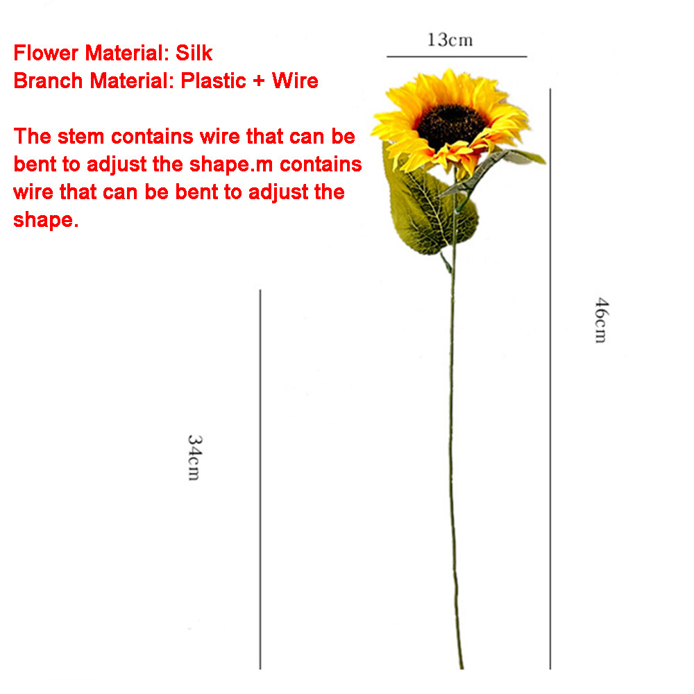 Artificial Single Sunflower Long Stem Silk Flowers Fake Bouquet Party Large