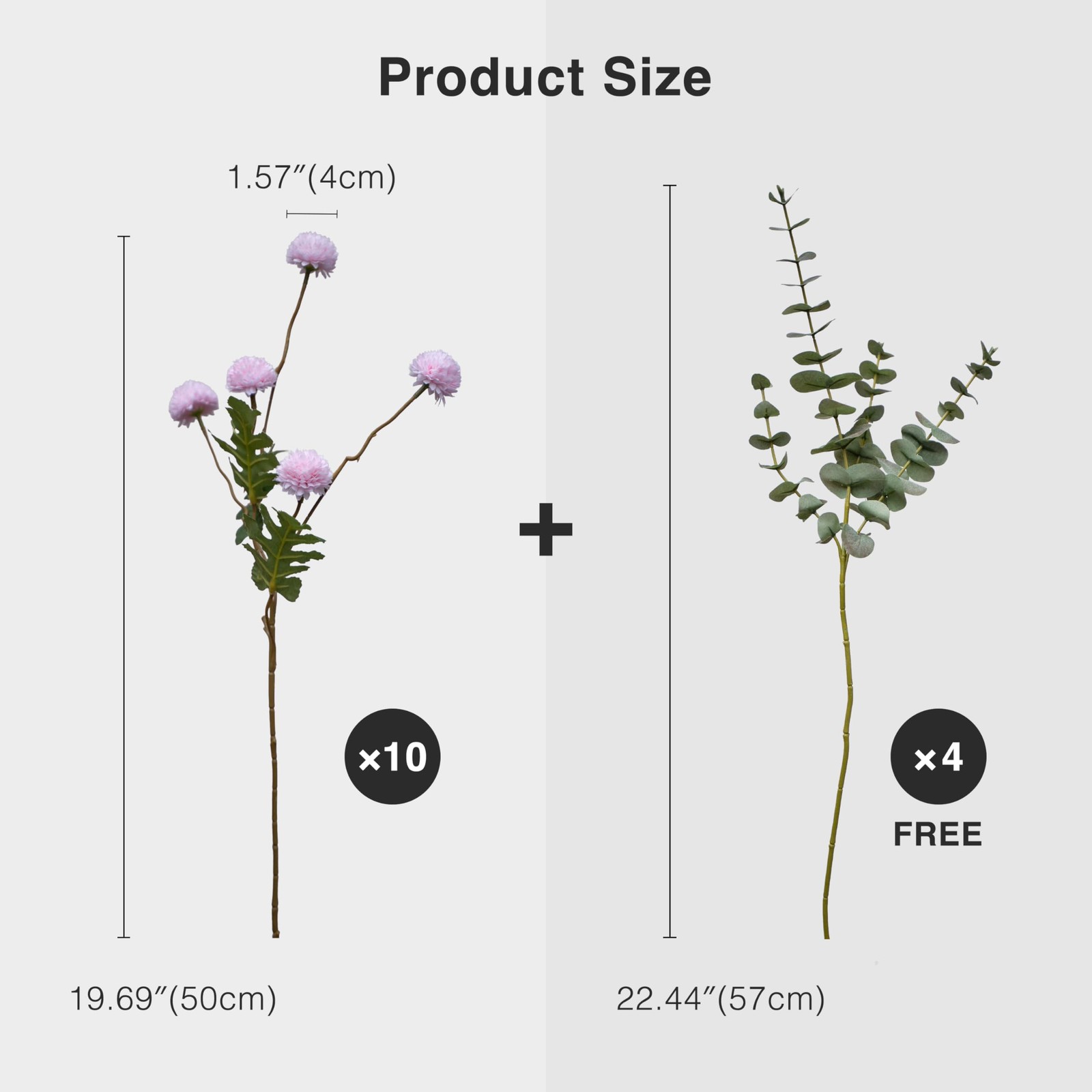Fake Kiku Flowers for Tall Vase – 10 Silk Artificial Flowers Plus 4 Eucalyptu…