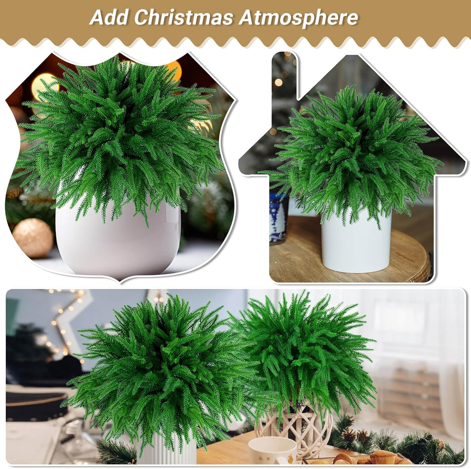 20 Pcs Artificial Christmas Norfolk Pine Stems, 18″ Real Touch Norfolk Pine B…