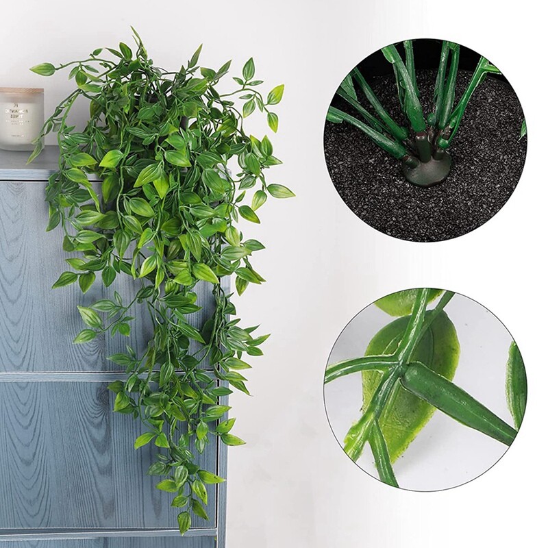 1 Pack Artificial Hanging Plants Potted Plants for Indoor Outdoor Shelf WB8