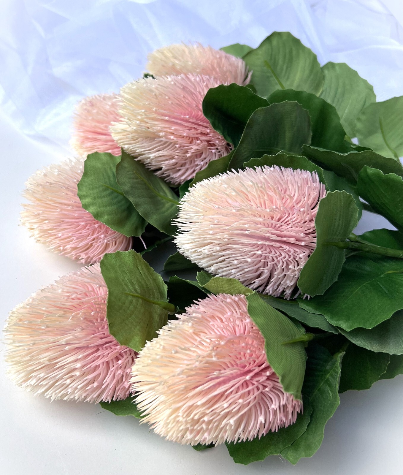 Australian Native Flower Stem Pink Banksia Bottle Brush Flowers Faux Silk x 1