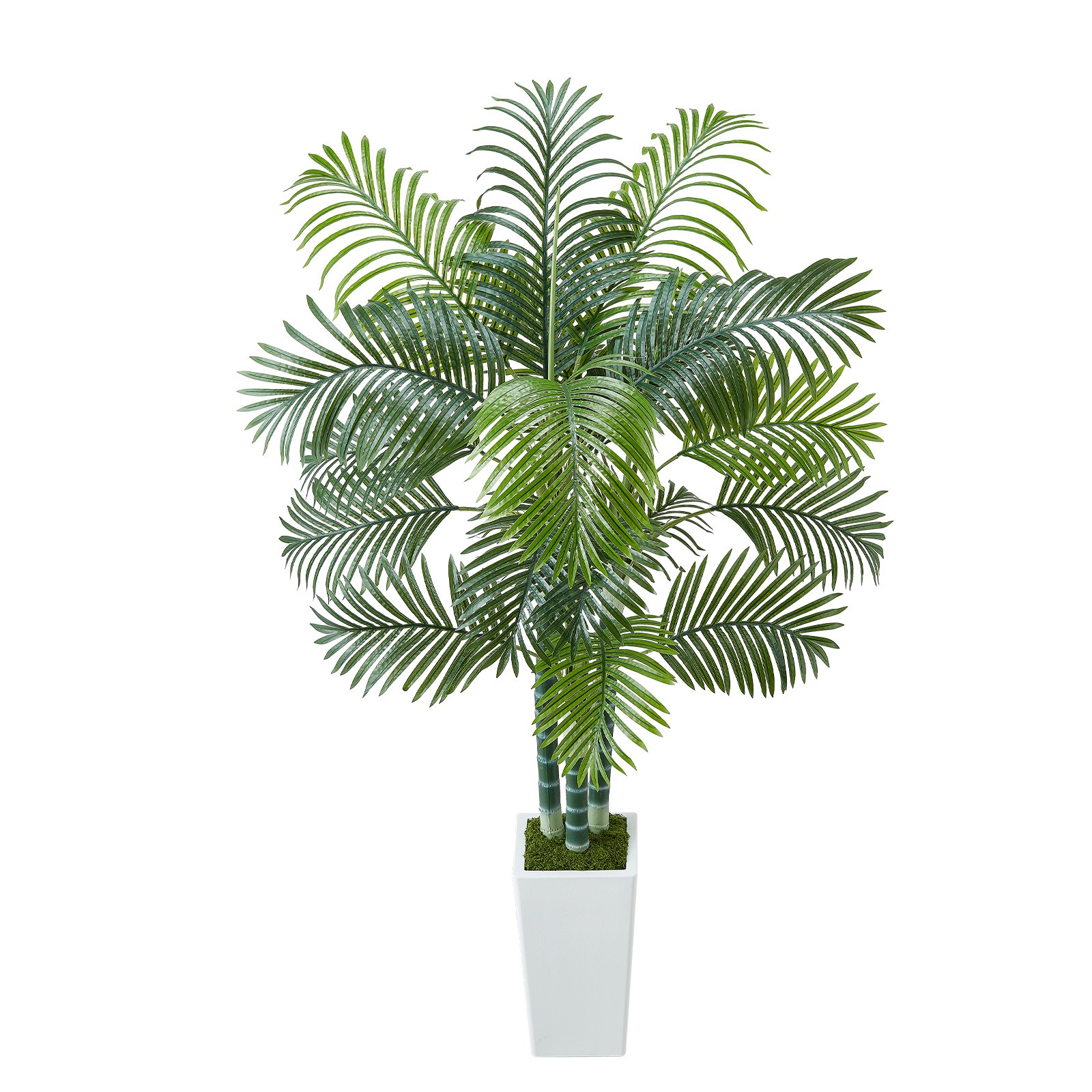 VEVOR 6ft Artificial Areca Palm Tree Fake Plant with White Planter Indoor