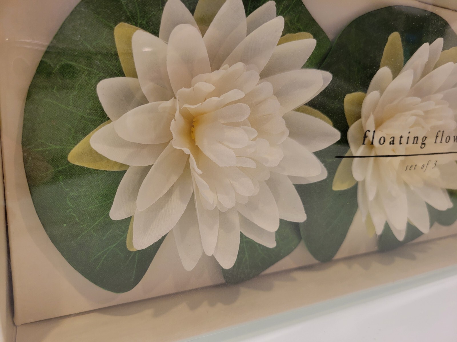 Pier 1 Floating Off White Lotus Flowers Set Of 3, New