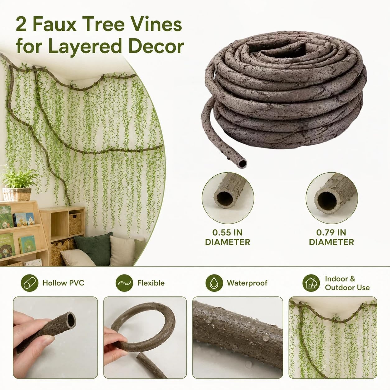 45 PCS Jungle Decoration Set, 75.8ft Artificial Hanging Willow Vines