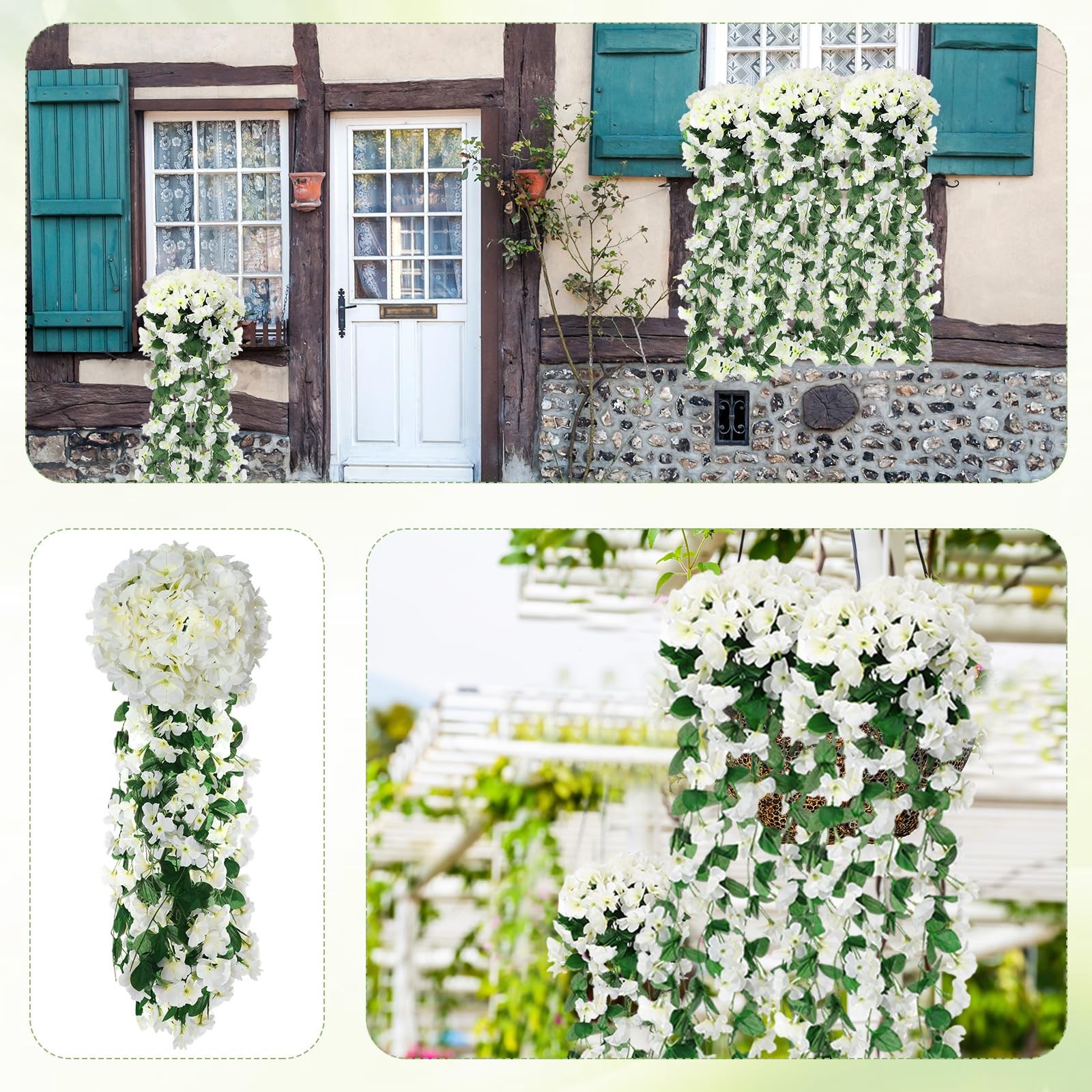 4 Pack Artificial Hanging Flowers for Outdoor Violet Fake Hanging Plant 5 Pet…
