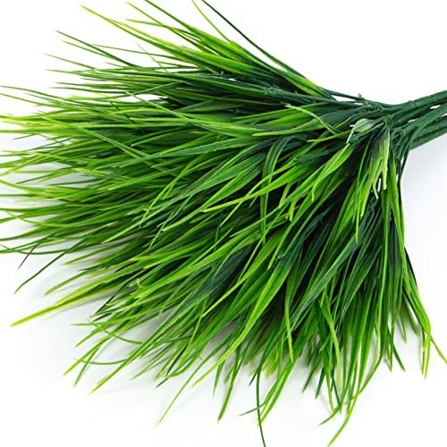 24 Bundles Artificial Plants – UV Resistant Fake Wheat Grass for Garden, Patio,