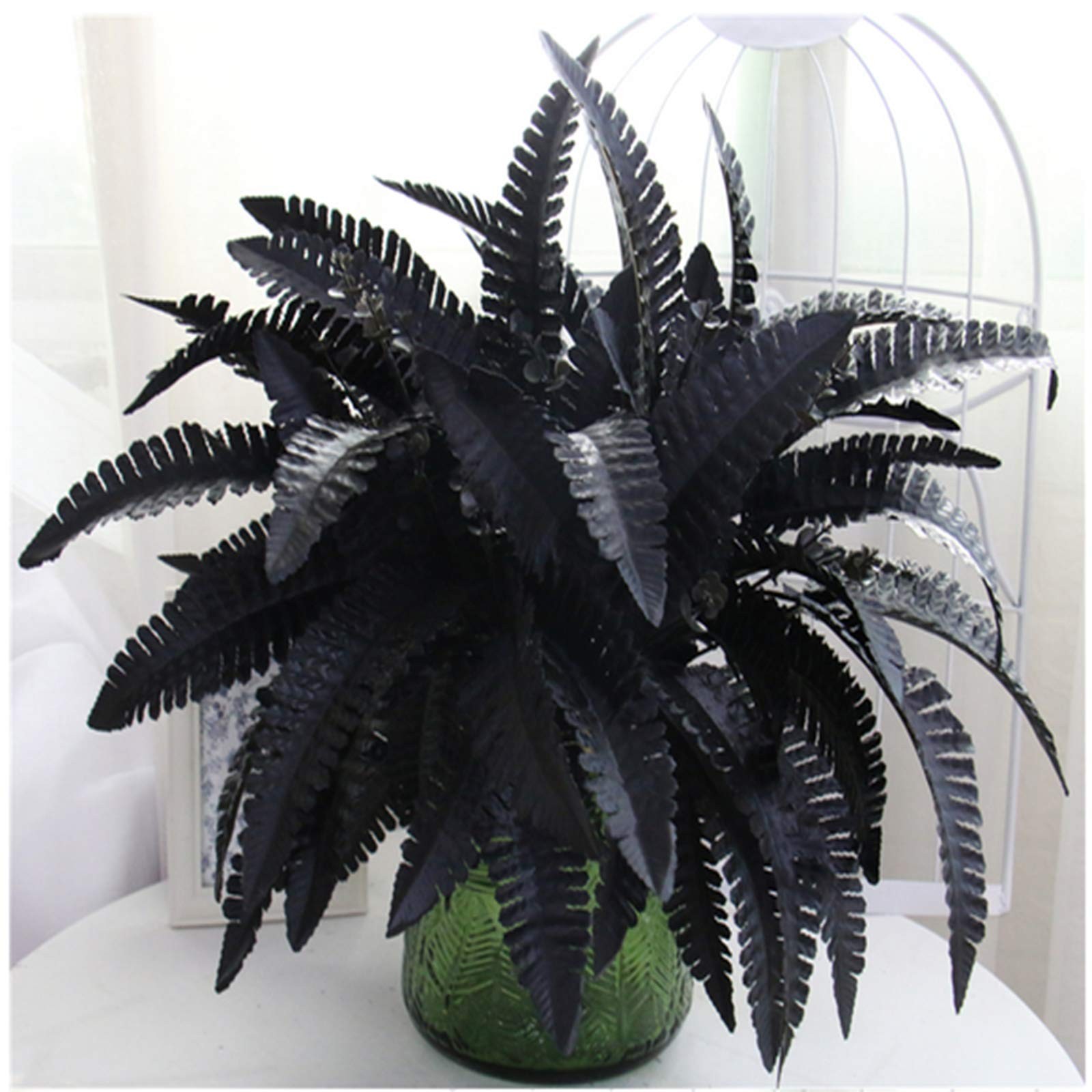 Artificial Black Persian Fern Leaf Plant Fake and Realistic Plastic Wedding S…