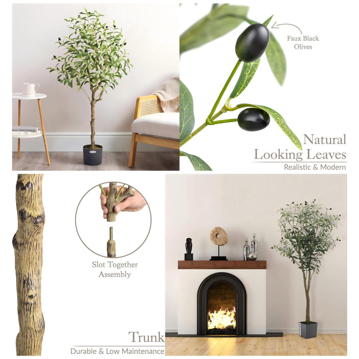 Nearly Natural Artificial Indoor Silk Faux Olive Tree for Home and Office Decor