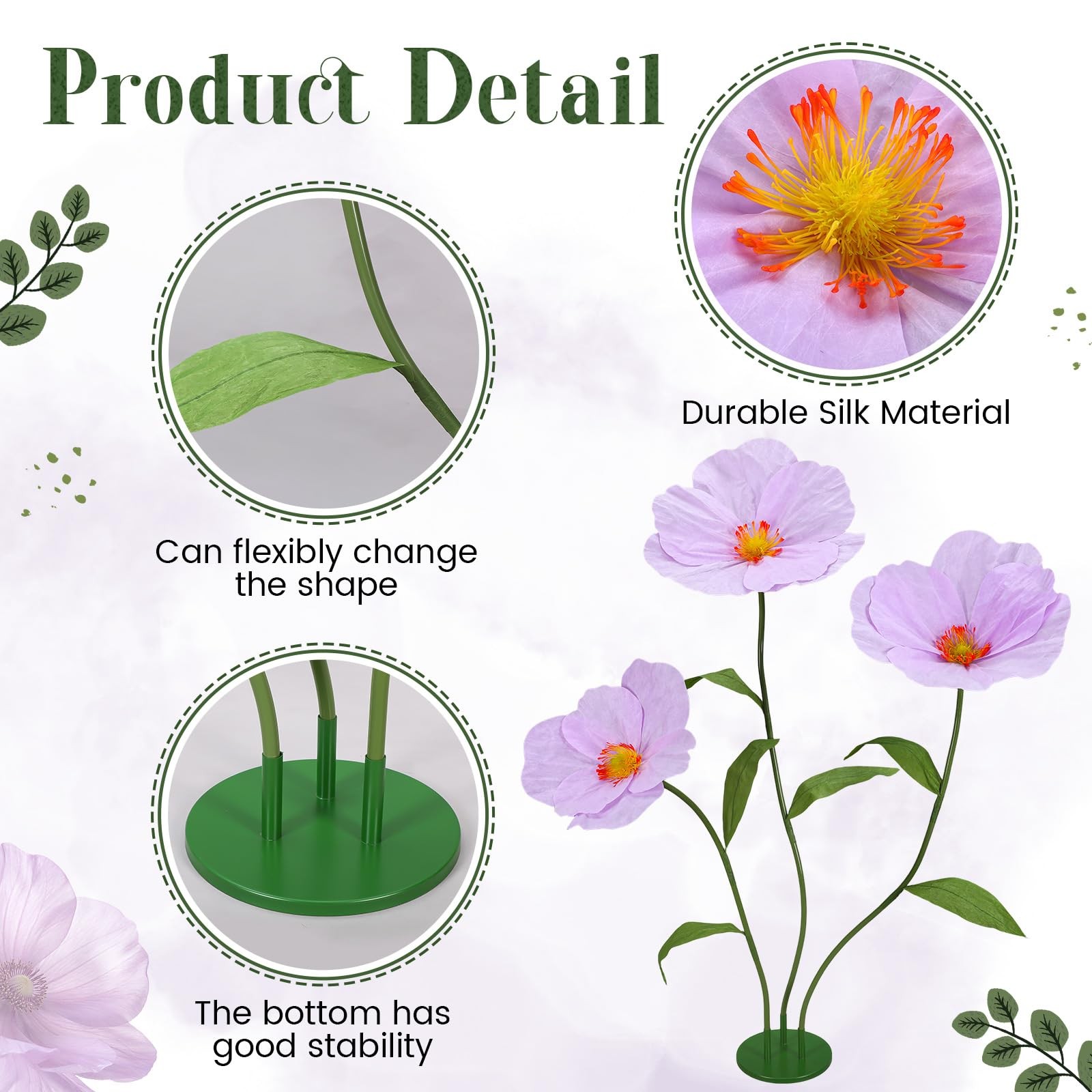 Rivvlive 6ft Purple Giant Flowers for Decoration with Stand, Large Artificial…