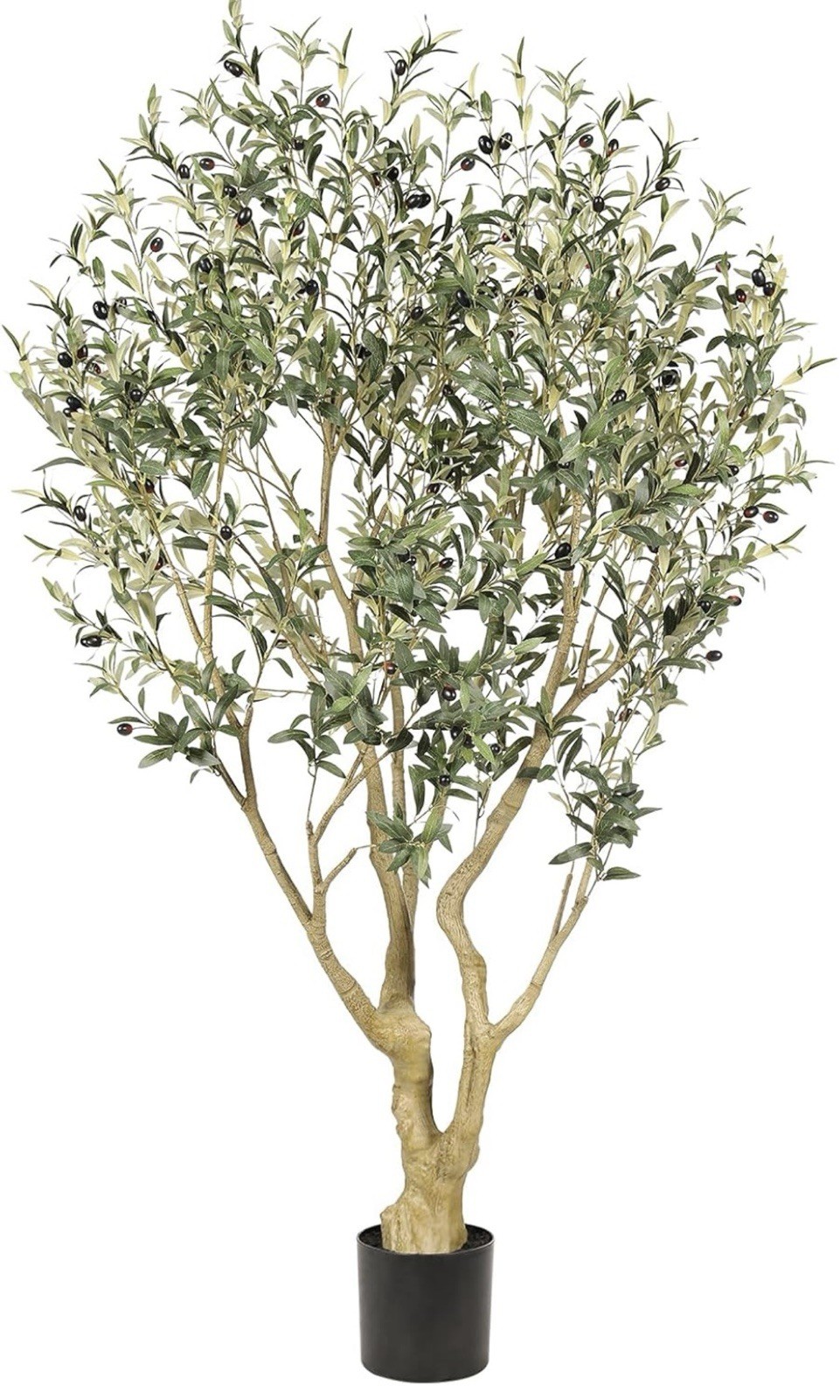 Artificial Olive Tree Potted Plastic Houseplant Green Black Brown Décor
