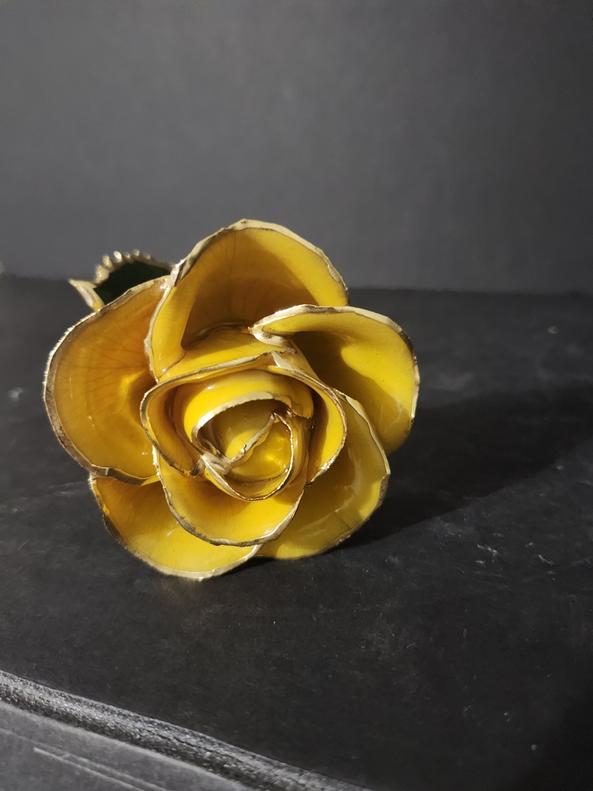 Vintage Real Yellow Rose 24K Gold Dipped Rose Preserved Flower