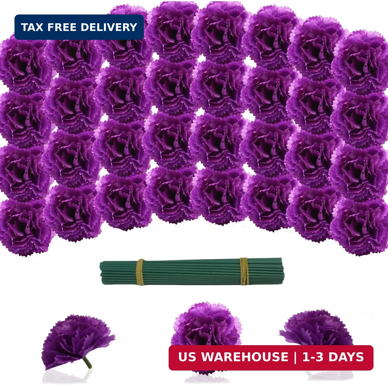 Artificial Marigold Flowers with Stems, 60 Pcs Purple Flowers Silk Flower Marigo