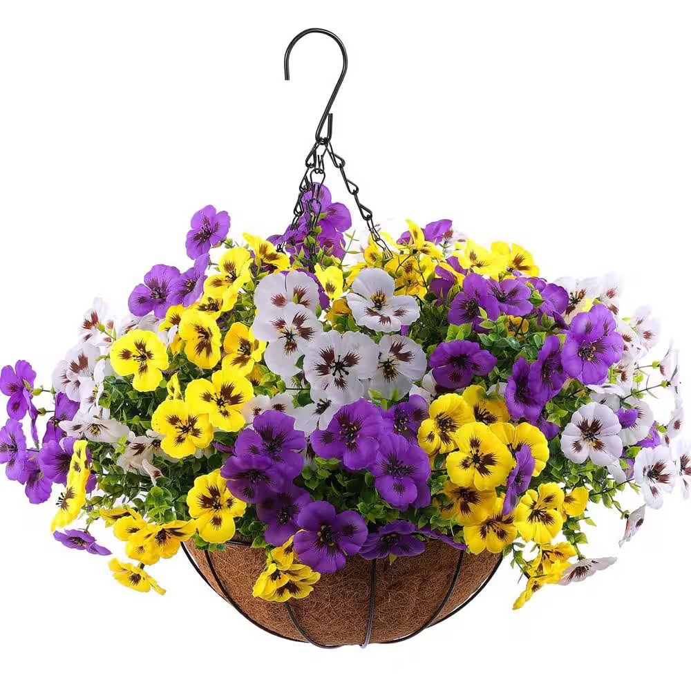 14.18 In. Artificial Silk Pansies Flowers for Outdoor Indoor, 18 Pcs, Multicolor