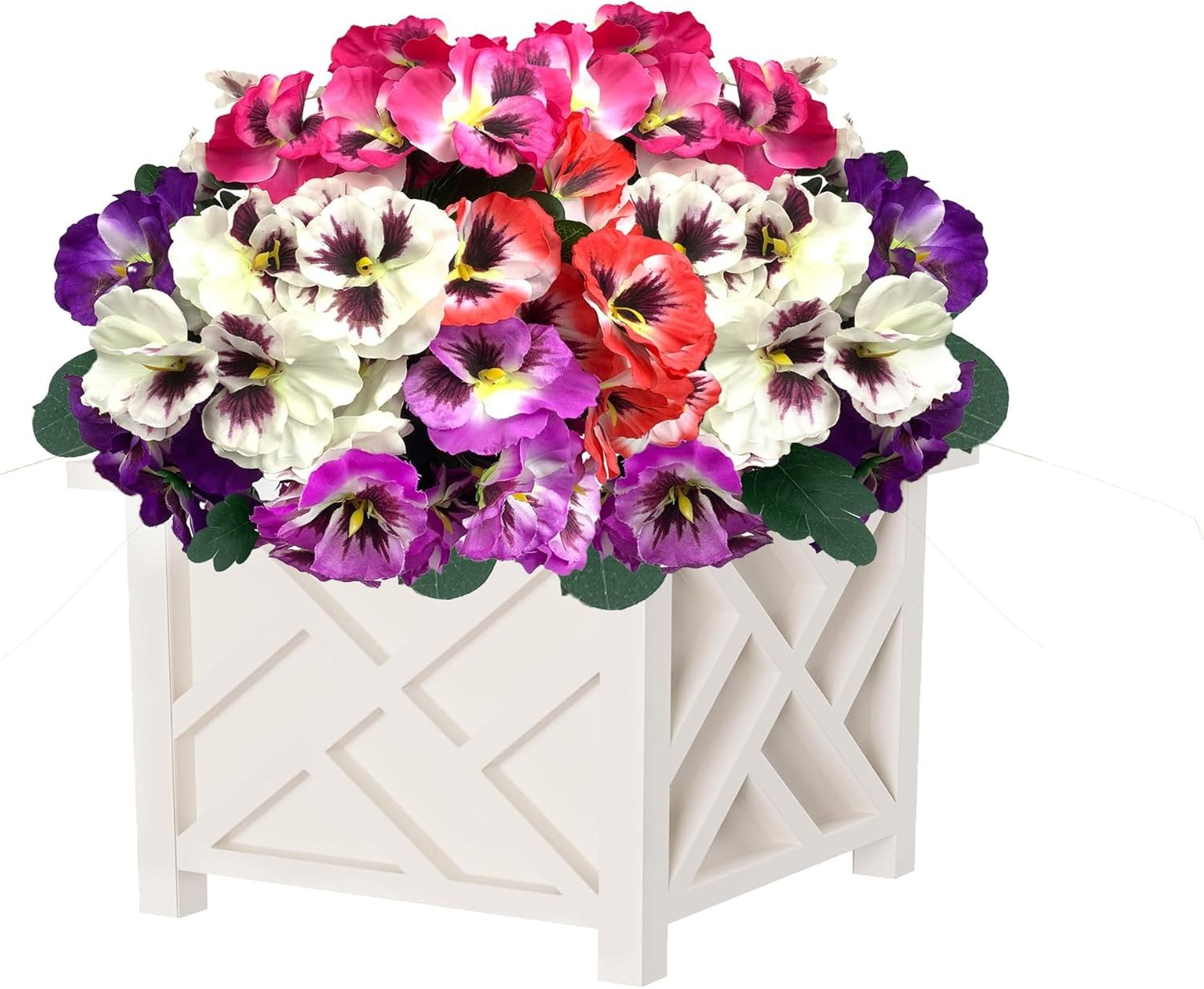 Outdoor Artificial Pansy Flowers 10 Bundles UV Resistant Silk Fake Flowers