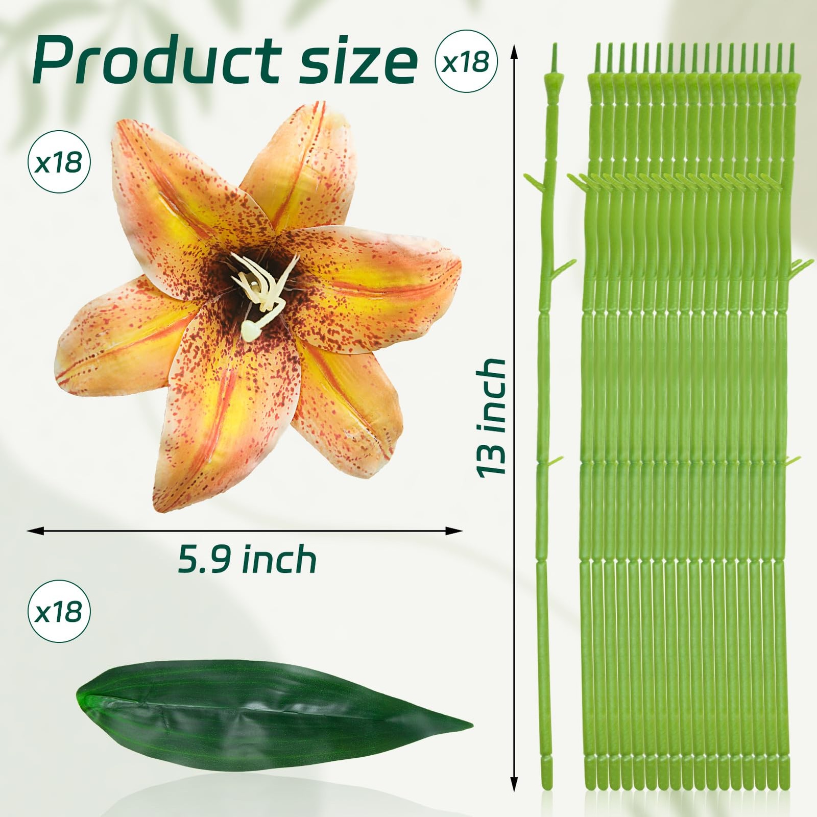 18 Pcs Faux Lily Heads 5.9″ Tiger Lily Artificial Flower Fake Lilies Flower H…