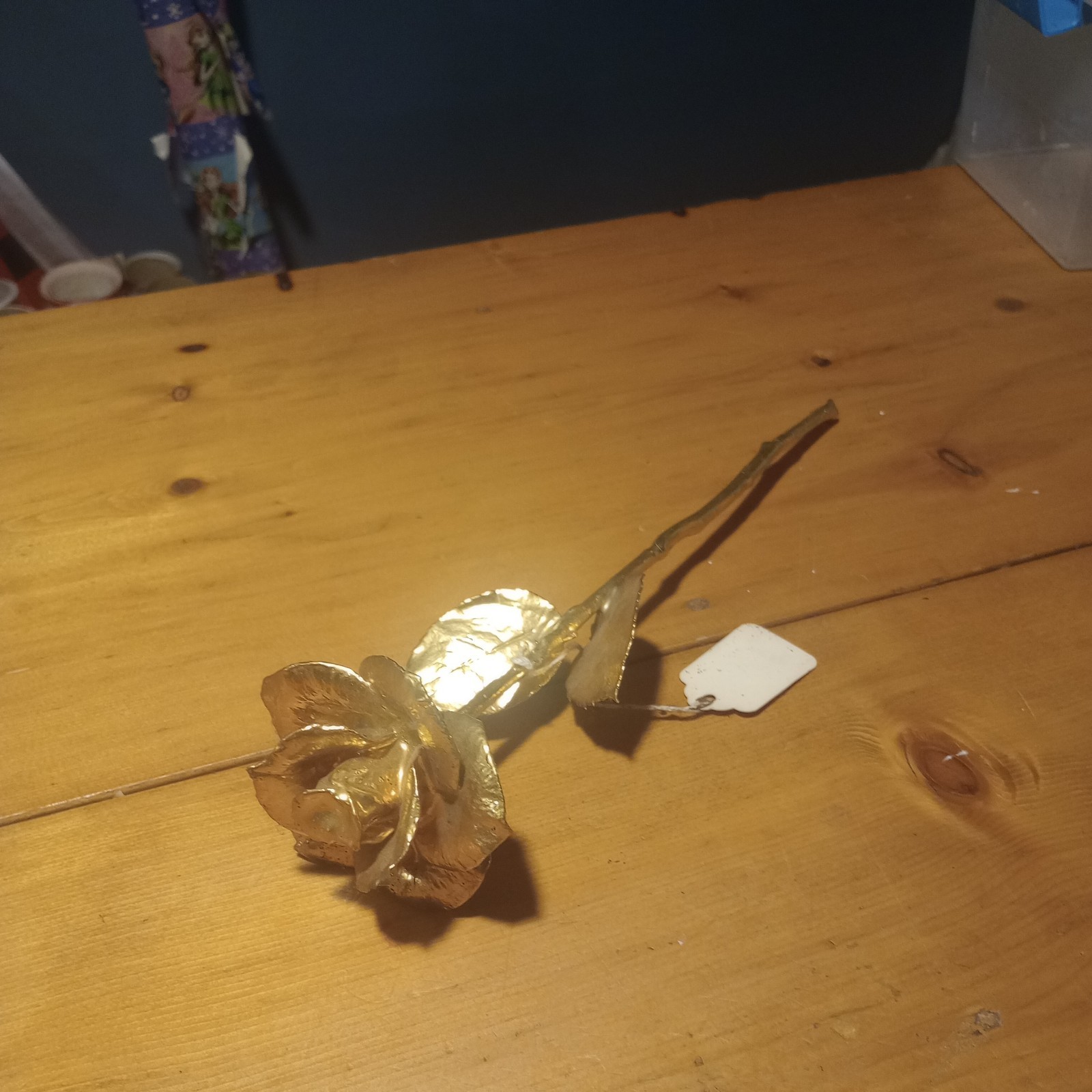 Real American Rose Electroformed & Finished In 24 karat Gold 11.5″ long