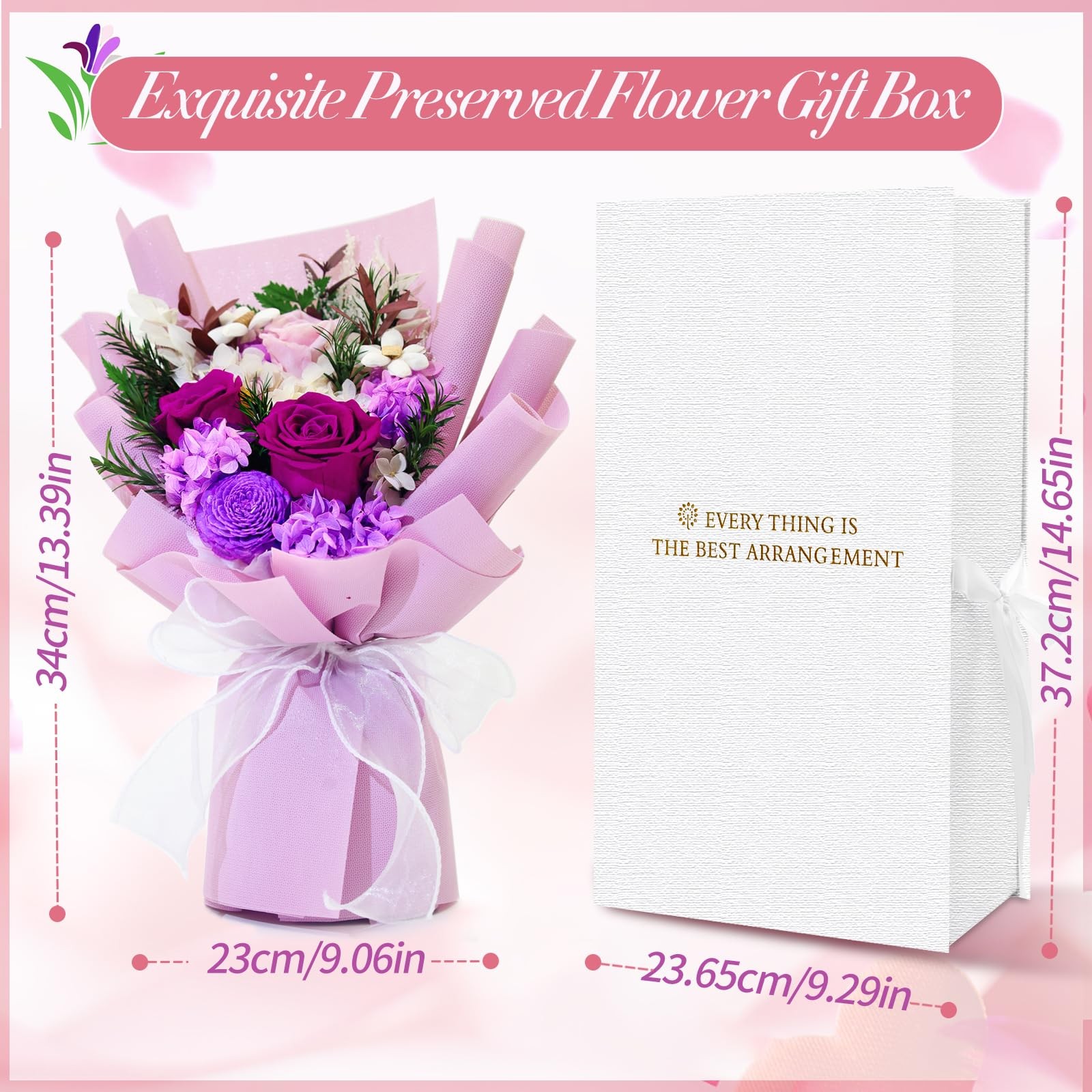 Flowers for Delivery, Preserved Flowers Bouquet with Gift Box, Rose Gifts for…