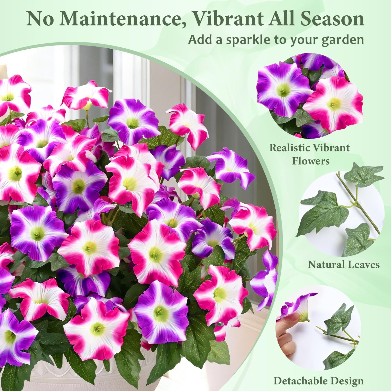 Artificial Flowers for Outdoors, 4 Bundles Realistic Fake Outdoor Flowers, UV…