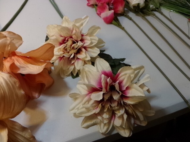 22 Long Stem Artificial Fabric Spring Flowers Assorted Colors Clusters