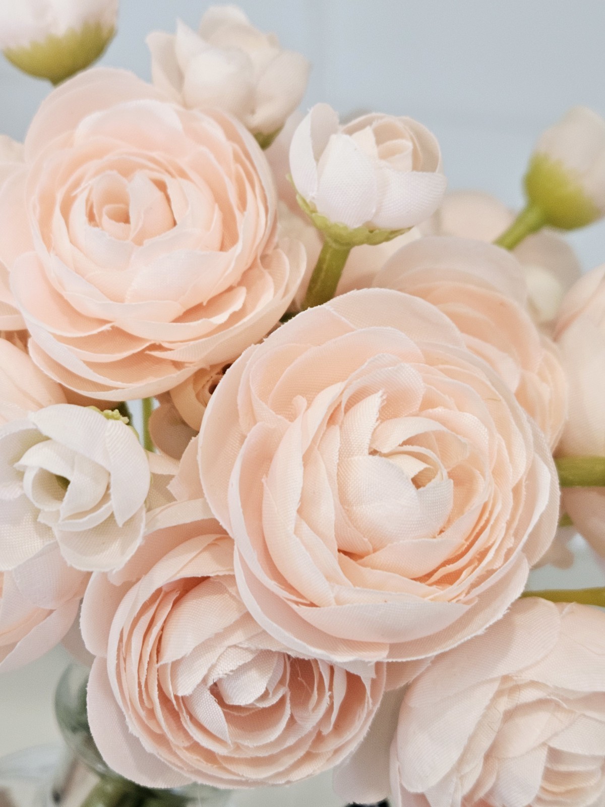Allstate Floral Blush Pink Ranunculus Faux Flowers 10 Stems 10in Vase Decor