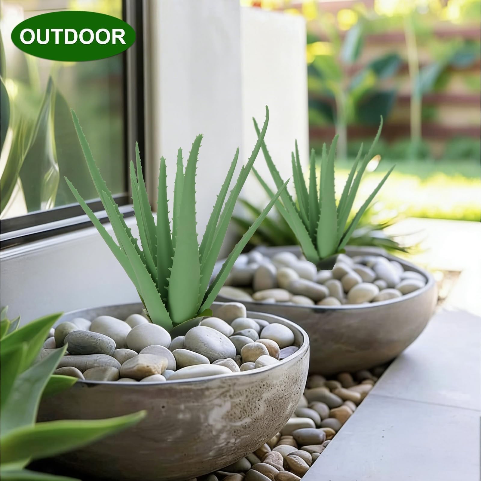Best Zythrem Agave Plant Artificial Faux Cactus Plants Indoor UV Resistant Fake