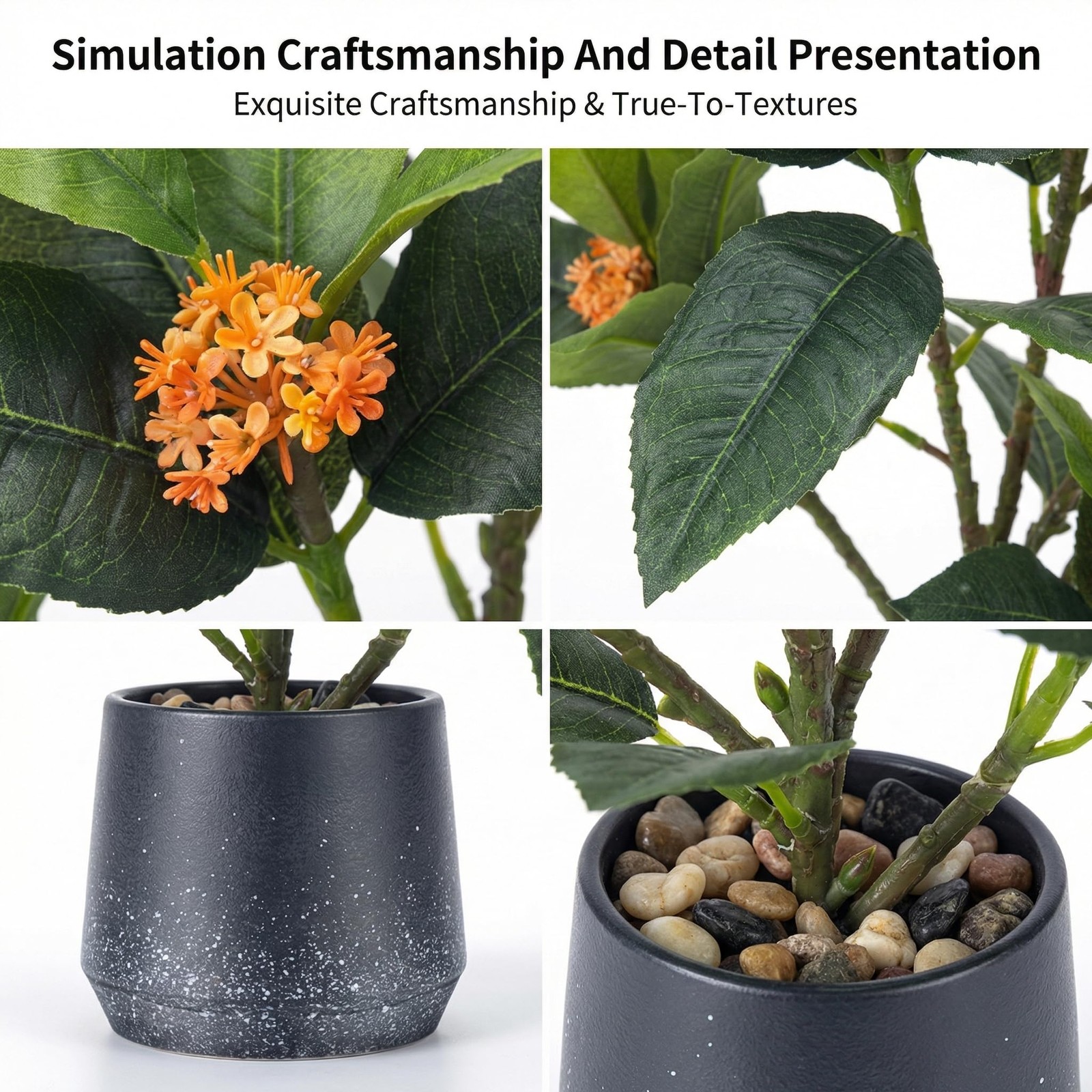 2 Pack 12″ Artificial Small Camellia Flowers Tree Potted Fake Bonsai Plant