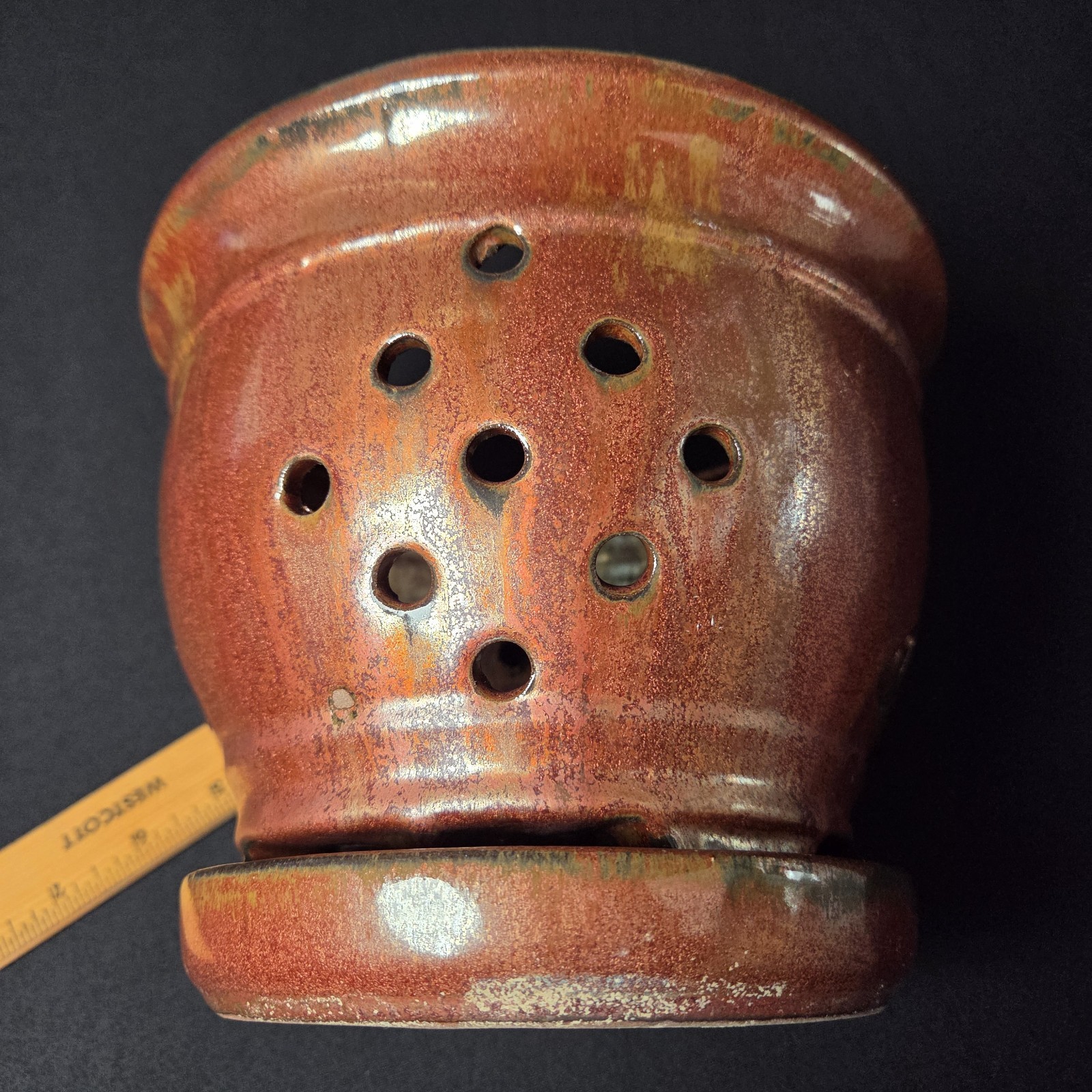Unique Bronze Color USA Pottery 6″ Orchid Flowerpot Planter w/ Drainage Holes
