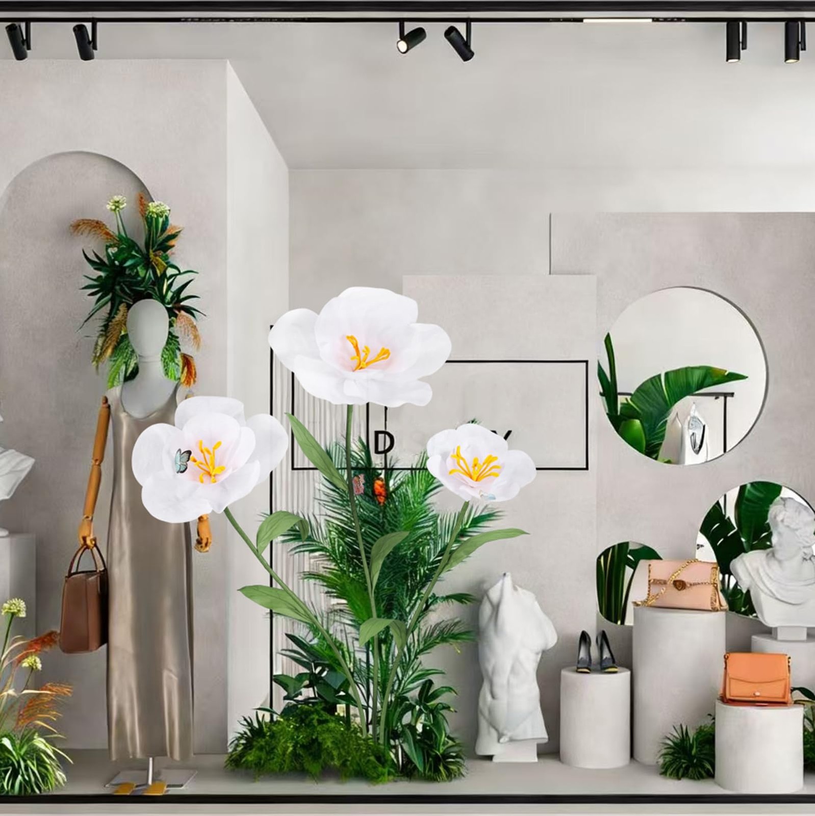Giant Flowers with Bases and Stems 5.9Ft Large Artificial Floral Decoration