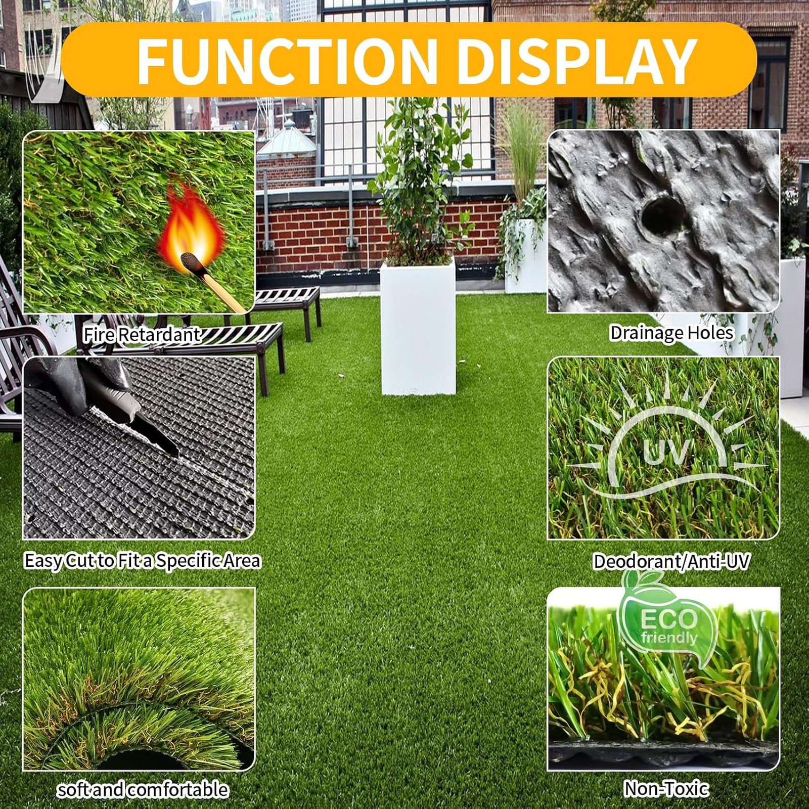 Artificial Grass for Dogs 4FTX10FT Synthetic Grass Mat 1.18″ Height Outdoor