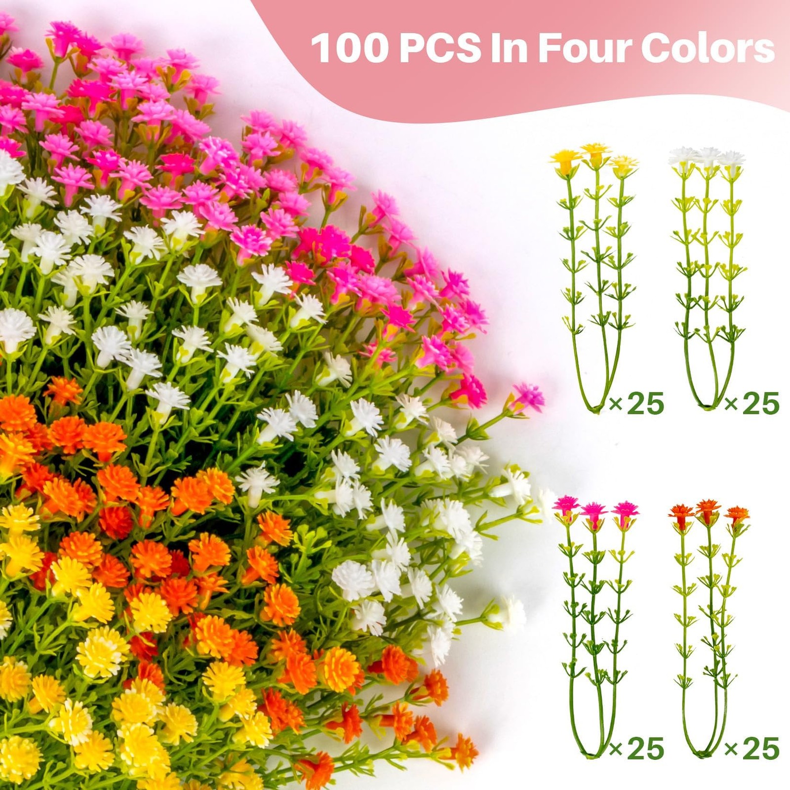 Baby Breath Flowers Artificial Bulk – 100PCS Mini Flowers for Decoration Scra…