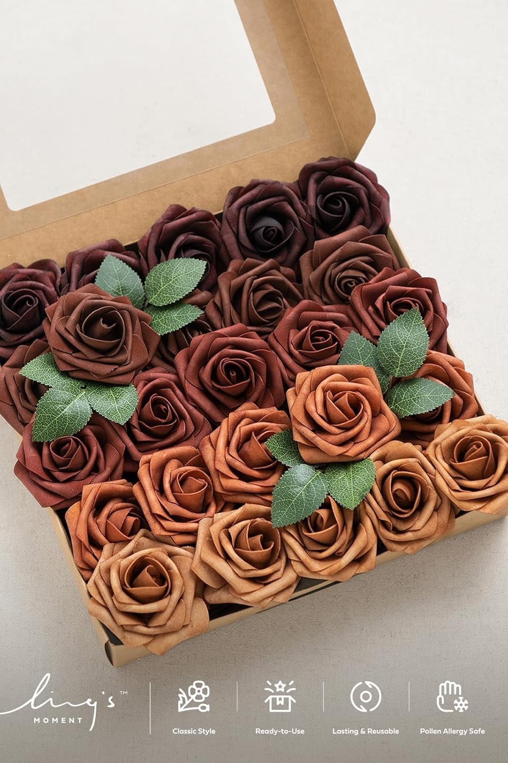 Luxurious 25Pcs 3-Inch Terracotta Roses – Beautiful Floral Decor for All Events