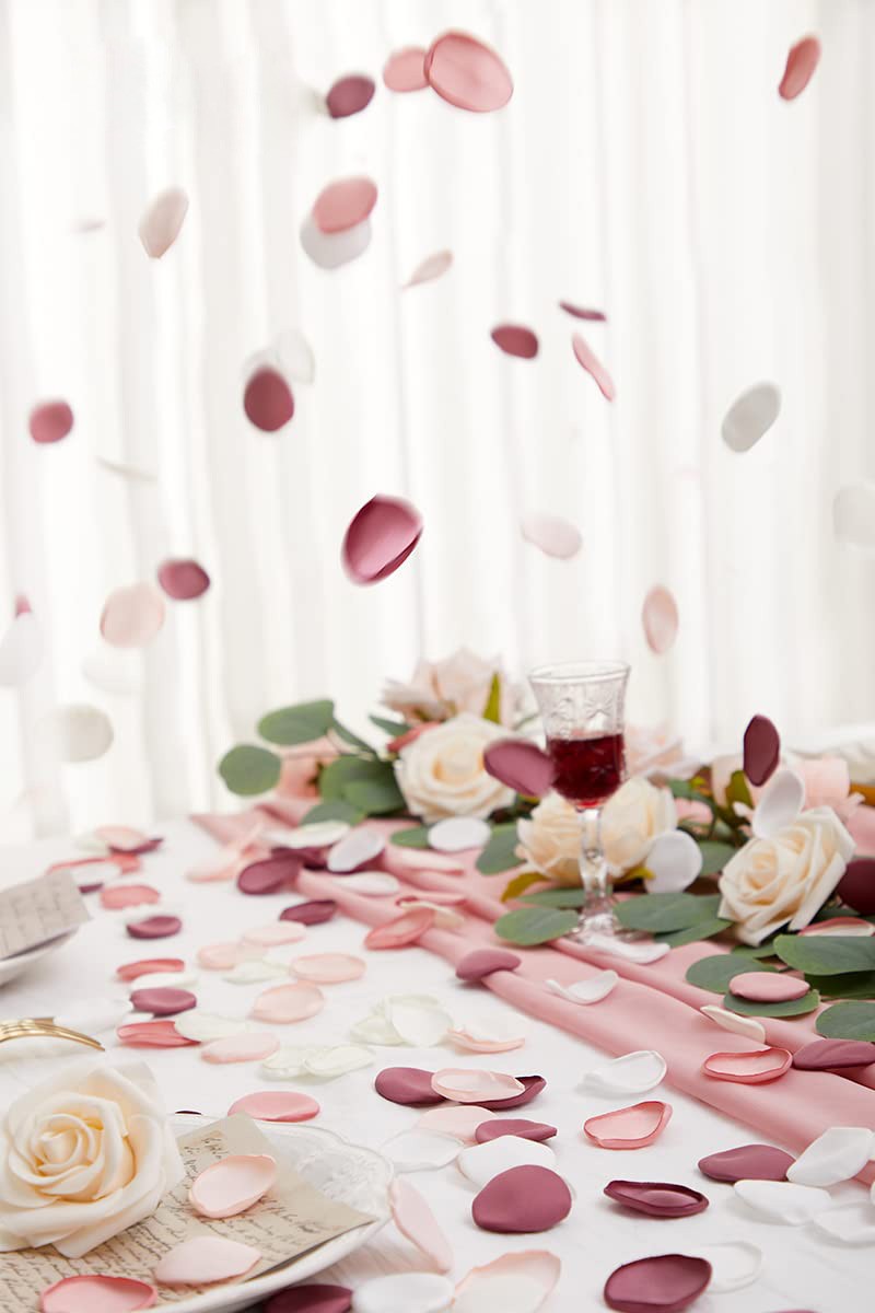 Peach Pink Rose Petals 300PCS, Bulk Wedding Confetti, Silk