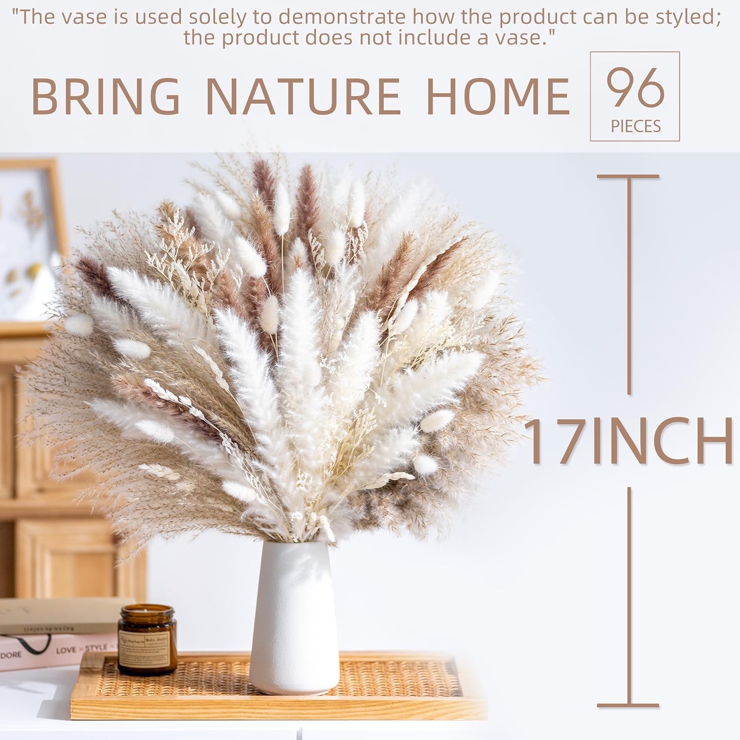 Dried Pampas Grass Phragmites Natural Boho Home Decor 96 Pcs Dried Flower