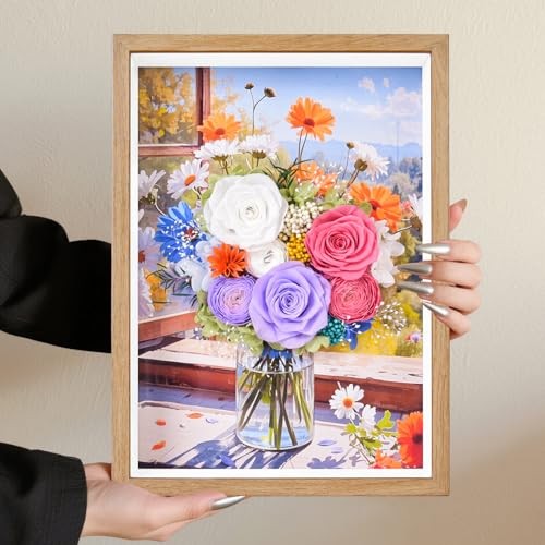 worthfan Preserved Flower Bouquet Art Frame – Flowers by the Windowsill