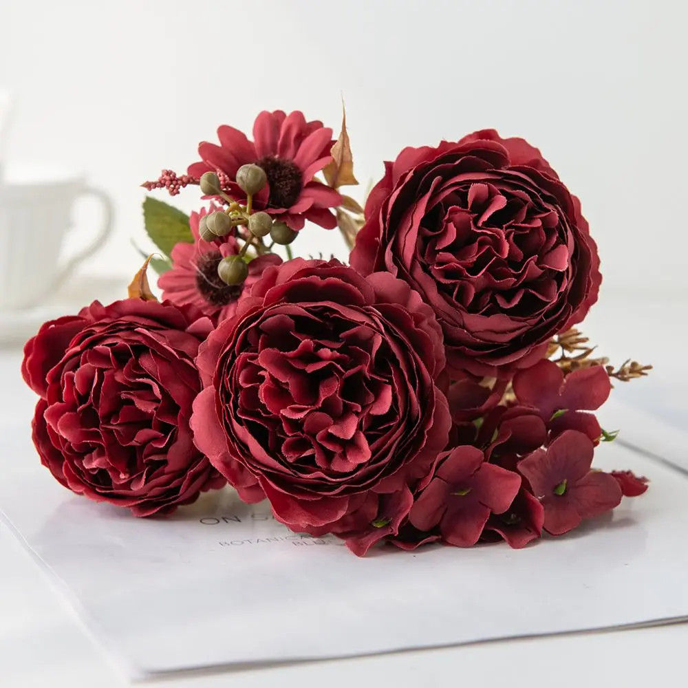 1/3PCS Silk Persian Peony Artificial Flowers For Wedding DIY Home Garden Decor