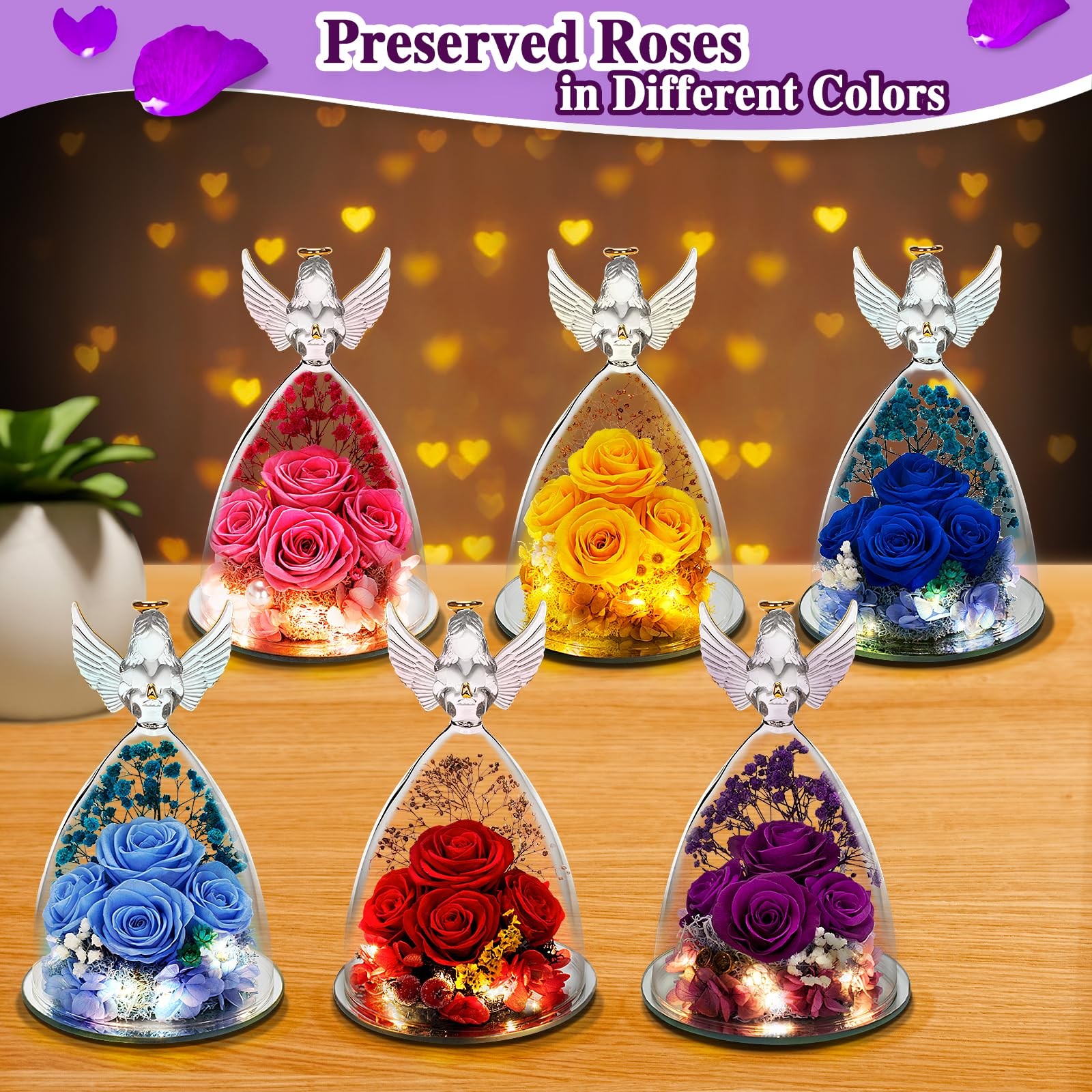 Mothers Day Rose Gifts for Mom, Preserved Flower Gifts for Women, Purple Rose…
