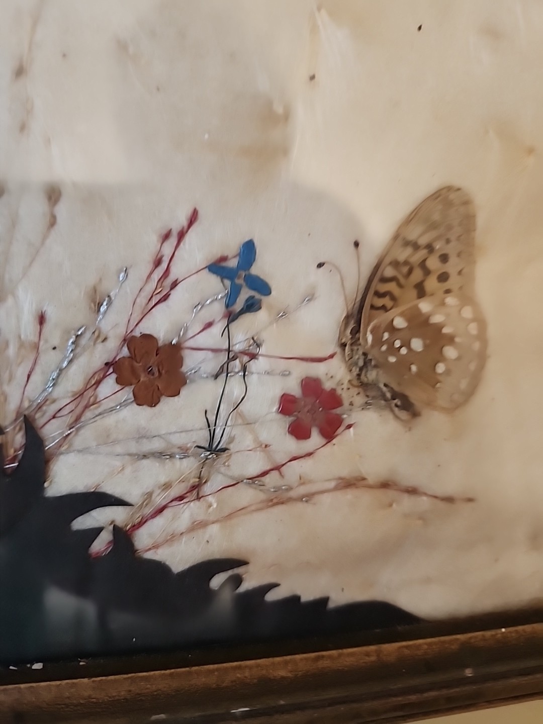 Vintage Butterfly Style Art Glass Tray W/ Stand